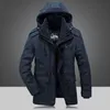 Giacca invernale da uomo addensata calda giacca con cappuccio di marca verde militare cappotto da uomo in cotone kaki in pile spesso