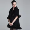 New Fashion Autumn Winter Women Faux Fur Coat Black Long Wool Cashmere Cardigan Women Poncho Knitted Sweater Women Cardigan Y200926