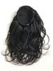 Jolie queue de cheval ondulée naturelle cheveux remy malaisiens tissage doux et confortable queue de cheval avec tresses cordon de serrage ponytaiil noir naturel 1b 140g