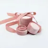 Whole jewelry packaging box in pink velvet round bowknot for ring pendant and necklace CX200716258S