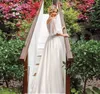 Linia Plaża Koronkowa Suknia Ślubna 2020 Eleganckie Boho Suknie Ślubne Pół Puffy Rękawy Sukienka Bridal Sukienka Vestido de Noiva Sereia