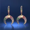 Vintage Mode-sieraden Top Selling Lucky Dangle Earring 925 Sterling Zilver Kleurrijke Witte Sapphire Diamond Gemstones Crescent Moon Earring