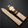 12mm-24mm lederen horlogeband dubbele pers vlinder gespleer horlogeband armband met installatie-tool in houten kist