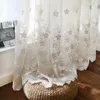 White Jacquard Sheer Curtains For Bedroom Delicate Embroidered Floral Lace Bottom Translucent Tulle Drapes Panel Cortina HC007C Y200421