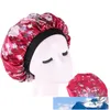 Çiçek Esneklik Takılmış Şapka Kafa Wrap Saç Bonnets Dairesel Saten İpek Banyo Uyku Şapka Geniş Brim Duş Odası Aksesuarları Lady 4 7BA B2