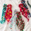 Kerstmis vrouwen haarband DIY boog streamers haar scrunchies paardenstaart sjaal ontwerper meisjes haaraccessoires Xmas tree herten 6 ontwerpen DW5721