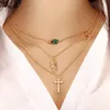 Mode Cross Butterfly Star Charms Hanger Ketting Boho Parel Crystal Chain Choker Ketting Multilayer Kettingen voor Dames Sieraden Gift