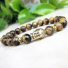 MG0728 Pulsera de Mala de Buda con ojo de tigre para hombre, pulsera elástica de oración de Yoga espiritual Reiki, joyería tibetana para hombre y mujer