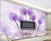 Papier peint 3d personnalisé Photo murale moderne chaud violet rêve pissenlit fleur romantique décoratif soie 3d papier peint Mural