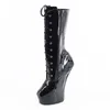 Wonderheel New 8 "Patent Patent skórzany fetysz heelless dziwny styl kucyka pięta koronkowa platforma Mid Calf Boots