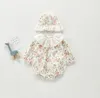 Ins Baby Kids Odzież długie rękawy falbany koronkowy kołnierz Pełny kwiat romper 100% bawełniany dziecko