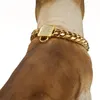 FML PET TWILAR الفولاذ المقاوم للصدأ الكلب الذهب المطلي سلسلة كوبية التدريب قلادة المشي لصغيرة S Y200515