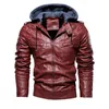 Uomo Inverno Plus Velluto PU Giacca in pelle Colletto con cappuccio Moto Cappotti in ecopelle Addensare caldi Bomber Giubbotti Abbigliamento di marca687104319