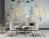 Custom 3D Photo Wallpaper Nordic Modern Minimalist Line Drawing Plants and Flowers HD Decorative Beautiful Wallpaper