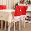 Cadeira de Natal Capa Papai Noel Chapéu Vermelho Coberturas Capas de Jantar Cadeira Cap Conjuntos para Decorações de Casas de Xmas Novo 60CMX50