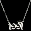 Gepersonaliseerd geboortejaar nummer kettingen Custom Crown eerste ketting hangers voor vrouwelijke meisjes verjaardagsjuwelen speciaal jaar 1980-2019