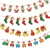 Wesołych Świąt Banner Dekoracja Garland Snowman Santa Claus Xmas Party Bunting Wiszący Decorta DIY Nowy rok ozdoby choinki