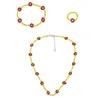 Mode Simple perles brin fleur collier Bracelet anneau ensemble femmes chaîne perlée courte femmes collier bijoux