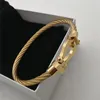 Hot sale horseshoe screw cuff bracelet 316L color metal stainless steel twine bangles for women love Bangle gothic Uchain link8050408