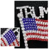 Trump Broş Pin Elmas Amerikan Bayrağı Broş Yapay elmas Harf Trump Rozetler Kristal Rozet Coat Elbise iğneler Giyim Takı YYA386