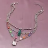 Nouvelle mode personnalité Colorflu broche collier clavicule chaîne multicouche femmes ronde perle serrure pendentif collier 7229130