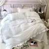 Luxo roupas de cama de algodão macio azul rosa branco conjuntos cama rainha king size conjunto folha capa edredão ropa de camalinge de lit5136514