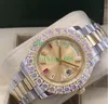 남자 시계 43mm 자동 더 큰 다이아몬드 18K 옐로우 골드 기계식 스테인레스 스틸 팔찌 패션 럭셔리 손목 시계