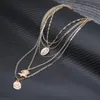 Мода многослойная золотая цепь монеты кулон ожерелья наслоенные колье для женщин Богемные украшения для женщин для женщин