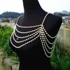 High-end custom elegant multilayer pearl chain necklace pendants women wedding shoulders chain bridal body jewelry collier