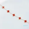 Heißen Verkauf-luxuriöser Qualitätsmarkenname Blume mit fünf Blumennaturstein Anhänger Armband mit Raute Spange für Frauen Hochzeitsgeschenk
