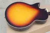 Guitare électrique Sunburst creuse personnalisée en usine avec placage d'érable flammé, matériel doré, pickguard noir, reliure blanche, peut être personnalisée