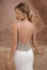 Bohemian Gorgeous Syrenki Suknie Ślubne Spaghetti Paski Backless Koraliki Aplikacje Sweep Pociąg Suknie Ślubne Bridal Suknie Boho