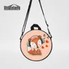 New Cartoon Fox Pig Owl Print Messenger Bags For Girls Lovely Animal Round Bags For School Children Custom Mini Crossbody Women Shoulder Bag