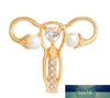 Europe Human Organ Modeling Alloy Brosch Pins Pearl Zircon Maternal Uterus Shirt Lapel Pin för kvinnor