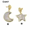 WT-E633 Raw Quartz Drop Earrings Star en Moon Earring met vergulde Mode Crystal Quartz Oorbellen Witte Stone Oorbellen