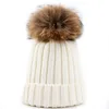 pom-pom chapéu de malha cor sólida mulher listrado pele real chapéu pompon inverno de espessura chapéu morno mulher ocasional máscara gorro novas mulheres