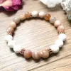 MG0929 bloem sunstone stretch armband witte lava etherische olie diffuser armband natuurlijke edelsteen pols pols mala armband