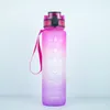 1000ml Gradient Color Oneclick Opening Fliptop Spring Lid 32OZ Motivational Fitness Outdoor Sports Water Bottle With Time Marker 1193555
