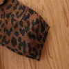 Jesień Moda Dzieci Baby Girl Ubrania Zestaw Czarny Z Długim Rękawem Off Ramię T-Shirt Topy + Leopard Pocket Cargo Spodnie Outfit 1-6y