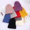 Beanieskull bonés inverno moda lã malha beanies boné feminino cor sólida chapéu macio engrossar quente malha cobertura slouchy bonnet skii9238922