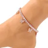 Hip hop Fashion butterfly tennis chain Cuban Link anklets Anklet Copper Women Female sandbeach Summer brilliant 2020 Body Jewelry