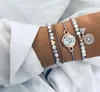 Perline di moda Set di braccialetti multistrato tartaruga di pietra per le donne Bracciali di conchiglia albero geometrico della vita Gioielli estivi Boemia 12 pezzi epacket