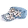 Ball Caps Ptah 2021 Kadın Çiçek Nakış Beyzbol Denim Elmas Point Hip Hop Şapka Markası Lady Summerfashion Ayarlanabilir Casquette