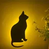 Cat Wall Lamp Mini Cartoon Animal Cat Dog Silhouette LED Kids Bedroom Decor Voice+Light Sensor Emergency Night Lights