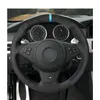 Black Suede Light Blue marker Steering Wheel Cover for BMW E60 E63 E64 Cabrio M6 2005 2006 2007 2008 2009 2010 Accessories Parts