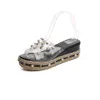 Slippers 2021 Woman Peep Toe Female Rhinestone Shoes Ladies Platform Transparent Wedges Women's Beach Casual Summer Footwear1