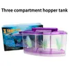 Senzeal Transparent Akryl Fighting Fish Tank Triple Cube Aquarium Led Lighting Dimmable Betta Separat Breed Spawning Mini Box Y200922