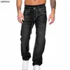 Uefezo calças jeans masculinas 2020 outono estiramento solto em linha reta de fitness calças jeans masculinas motocycle biker jeans calças compridas cowboys266z