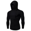 Erkek Spor Ince Hoodie Uzun Kollu Hoodies Maske Ile Kazak Rahat Splice Büyük Açık-Çatal Maske Hoodie Kazak Kapüşonlu Tops