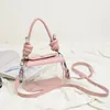 New- Transparent Square Sling Bag PVC Clear Ladies Plastic PU Handbags Tote Jelly Bag Candy Beach Bags Shoulder Messenger Bags Ladies Purse